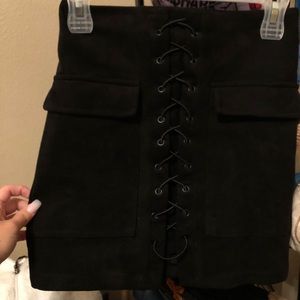 High waisted suede skirt